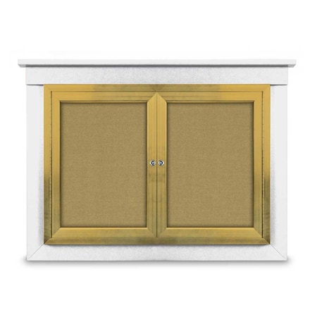United Visual Products 48"x36" 2-Door Enclosed Letterboard, Black Vinyl/Walnut UV2624O-WALNUT-LICORI